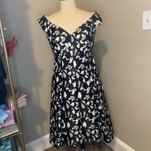 Elegant Black and White Lace Dress